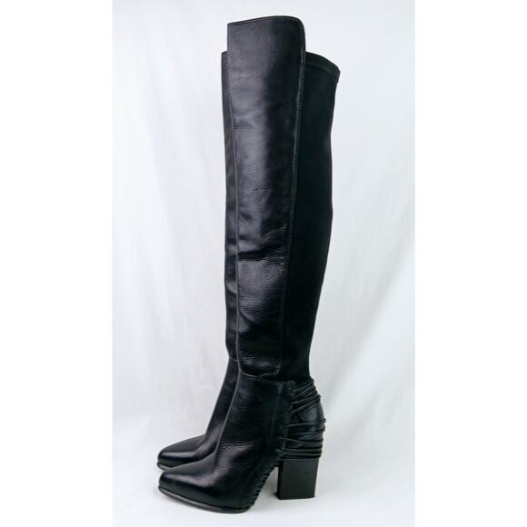 Dolce Vita SZ 8.5 Nikka Black Leather Over-The- Knee Boots Runs 1/2 size small - Picture 6 of 8